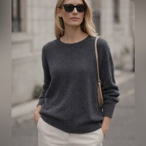 Quince Cashmere Sweater XL Gray 100% Mongolian Crewneck Minimal Quiet Luxury